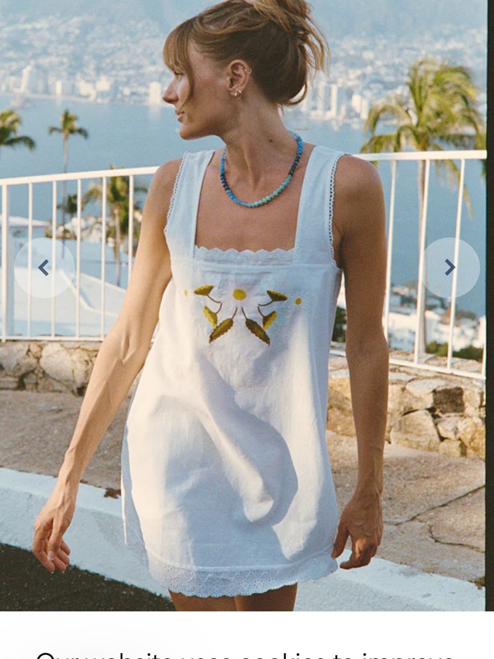 Ciao Lucia White Embroidered Square-Neck Midi Dress NWOT